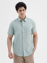 Light Green Solid Cotton Shirt