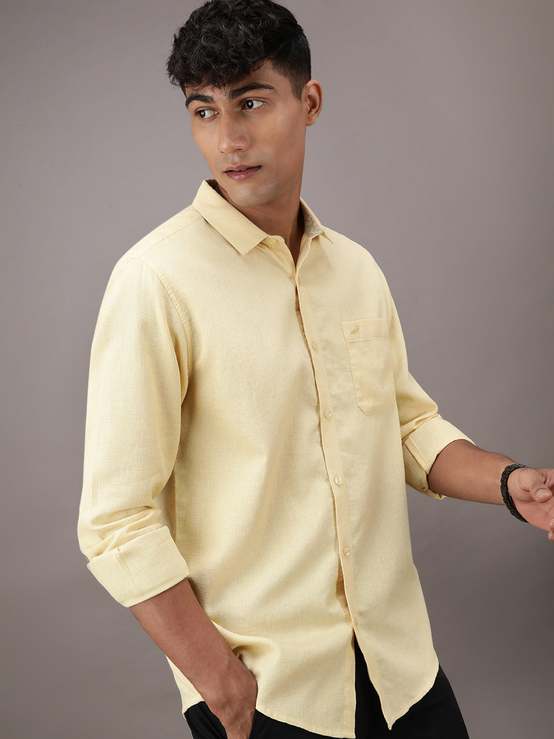 Crocodile Waffle Structured Melange Shirt for Men