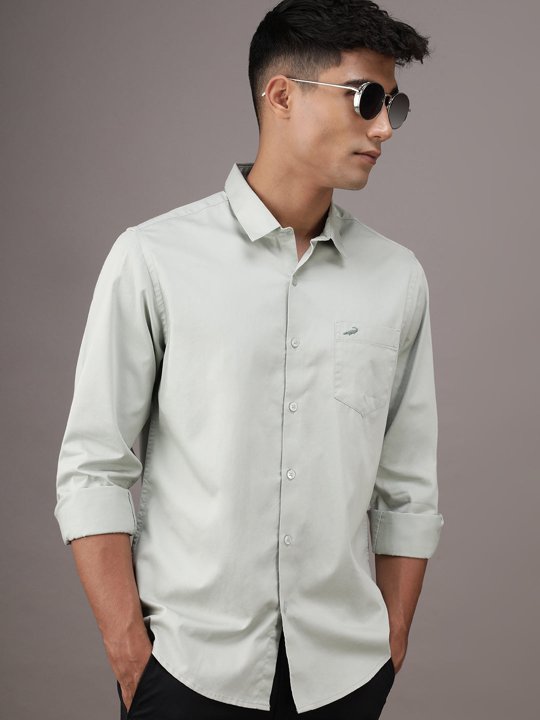 Crocodile Premium Plain Satin Shirt for Men