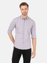 Purple Checked Full Sleeve Casual Shirt