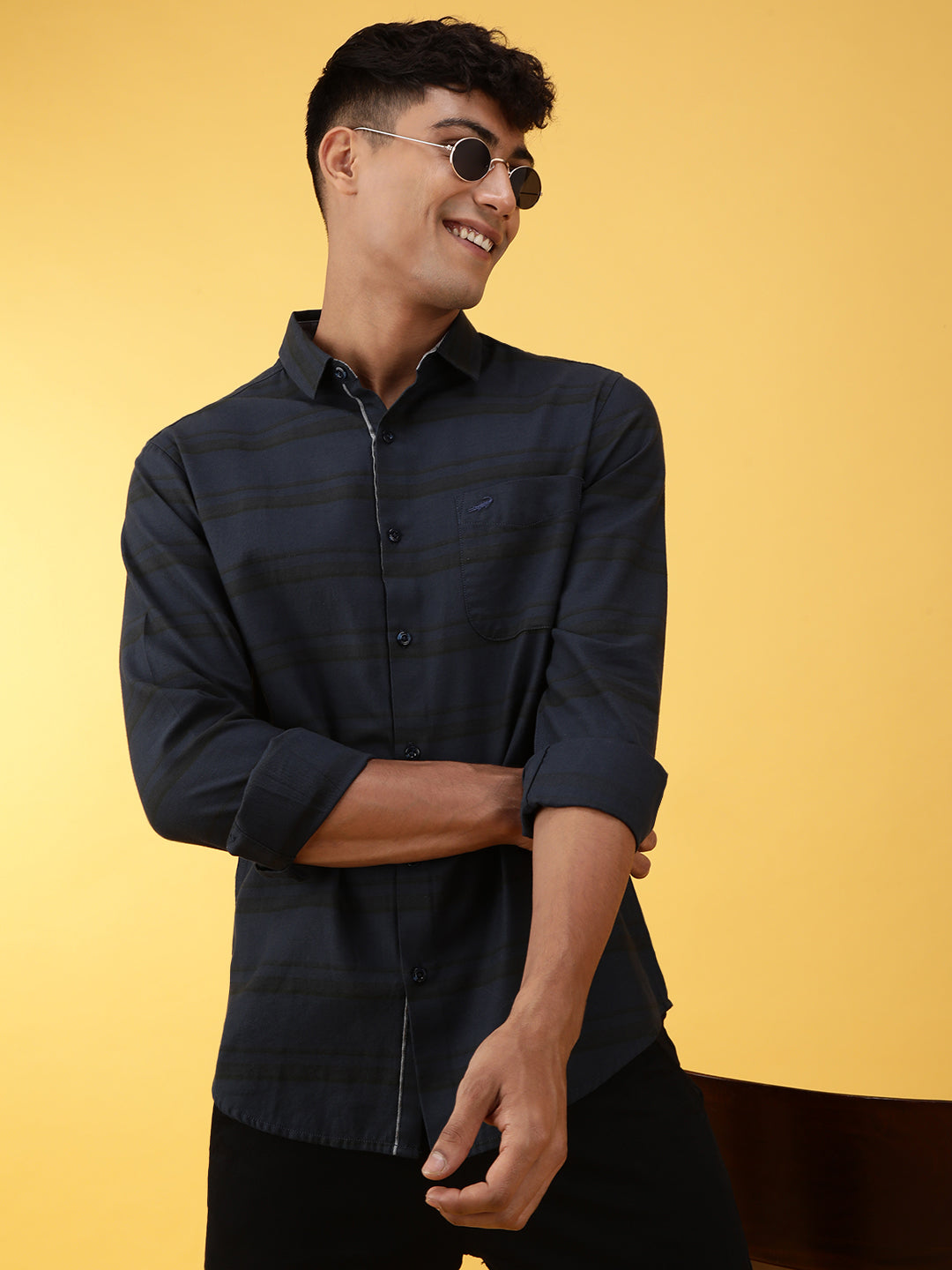 Tonal Stripe Fabric Dyed Shirt