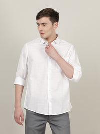 Solid Casual Full Sleeve 100% Cotton Shirt White