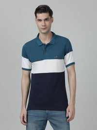 Blue Coral Striped Polo T-Shirt