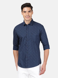 Printed Full Sleeve 100% Cotton Navy Shirt