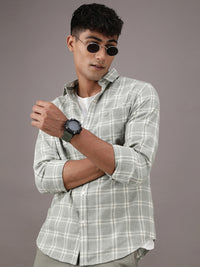Casual Checked Full Sleeve Green 100% Cotton Shirt