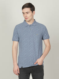 Dark Blue Printed Polo T-Shirt