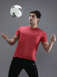 Casual Red Melange Solid T-Shirt