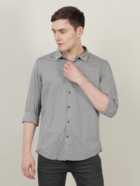 Grey Printed Full Sleeve 100% Cotton Casual Shirt