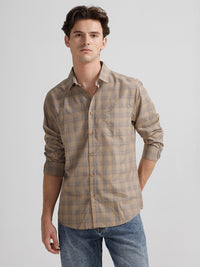 Subtle Checks Brown Shirt