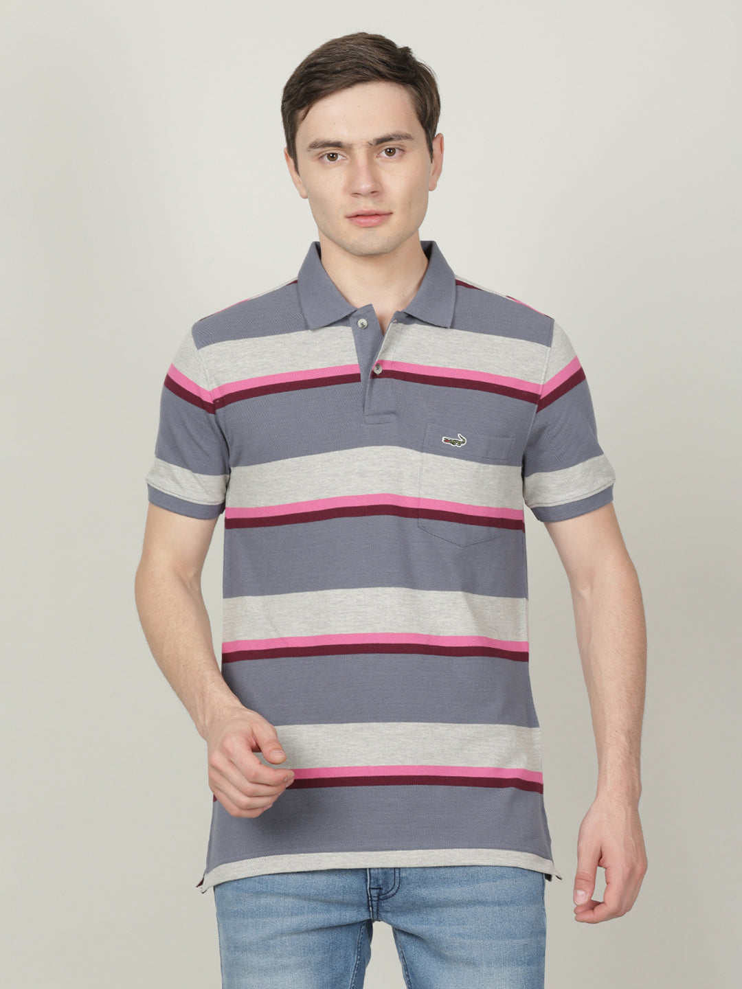 Crocodile Blue Polo Slim Fit T-shirt