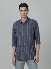 Navy Striped Full Sleeve Shirt