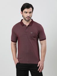 Dark Brown Printed Polo T-Shirt