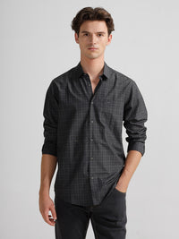 Dark Grey Monochrome Checks Polished Attire Shirts