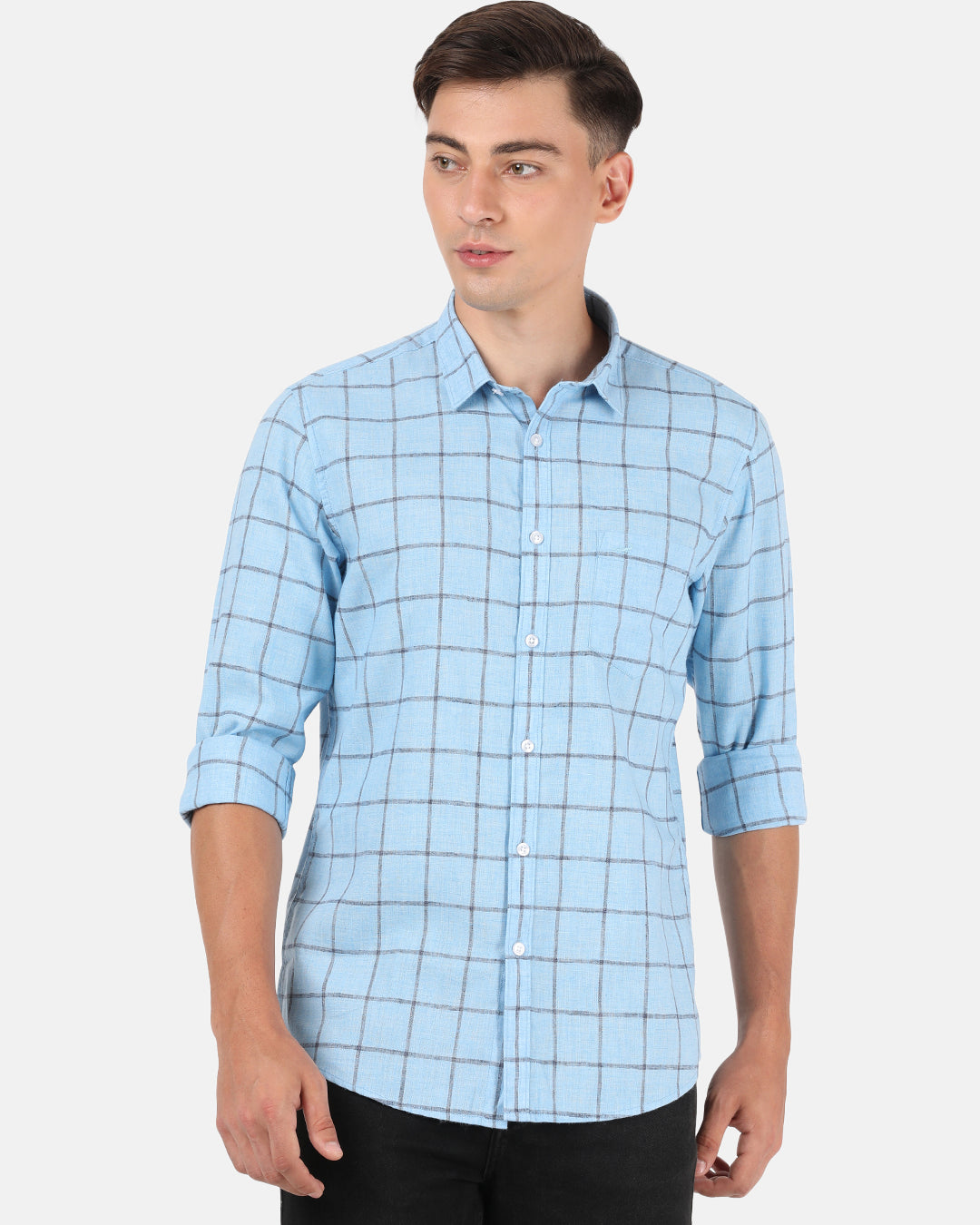 Crocodile Men's Linen Blend Stripe Shirt Khaki