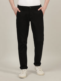 Black Solid Slim Fit Casual Trouser