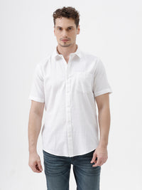 100% Cotton Textured Shirt White