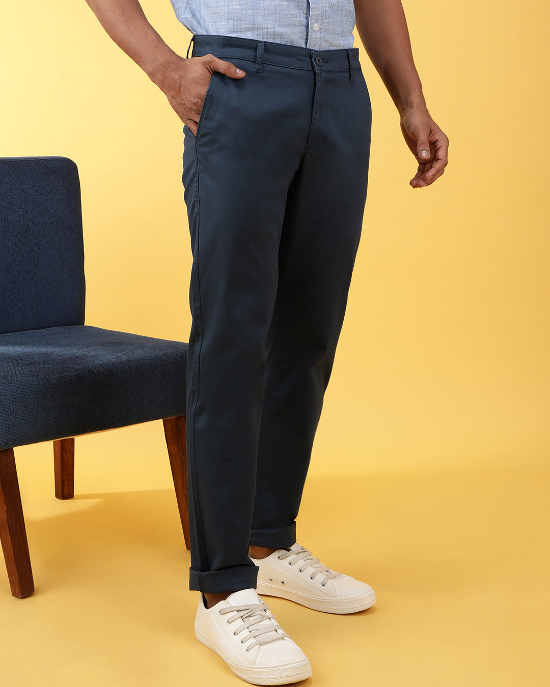 Classic Stretch Navy Chino With Peached Fabric – Crocodile