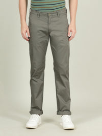 Casual Olive Green Solid Slim Fit Trouser
