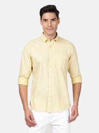Yellow Printed Full Sleeve 100% Cotton Shirt
