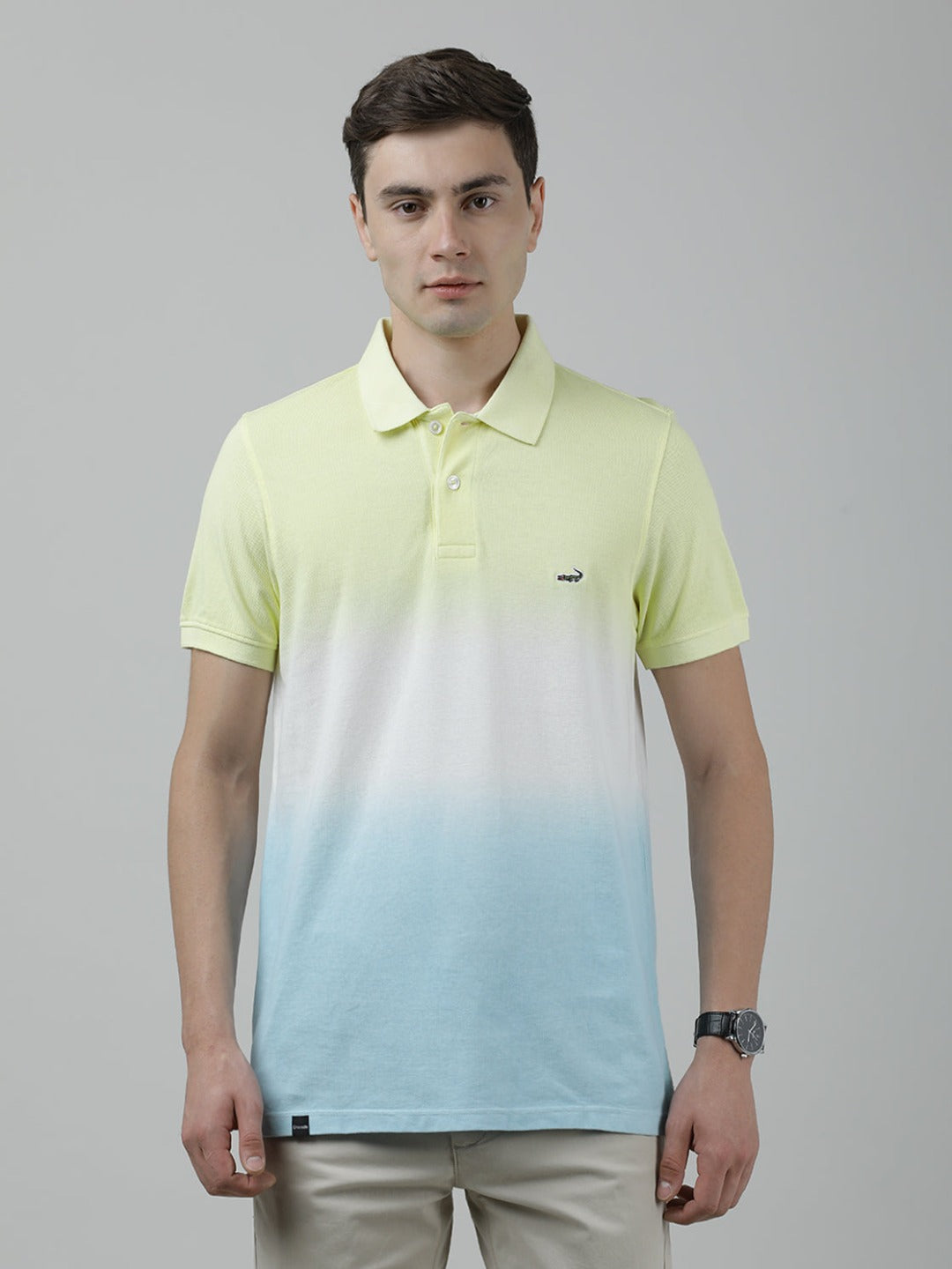 Casual Yellow T-Shirt Half Sleeve Slim Fit with Collar for Men