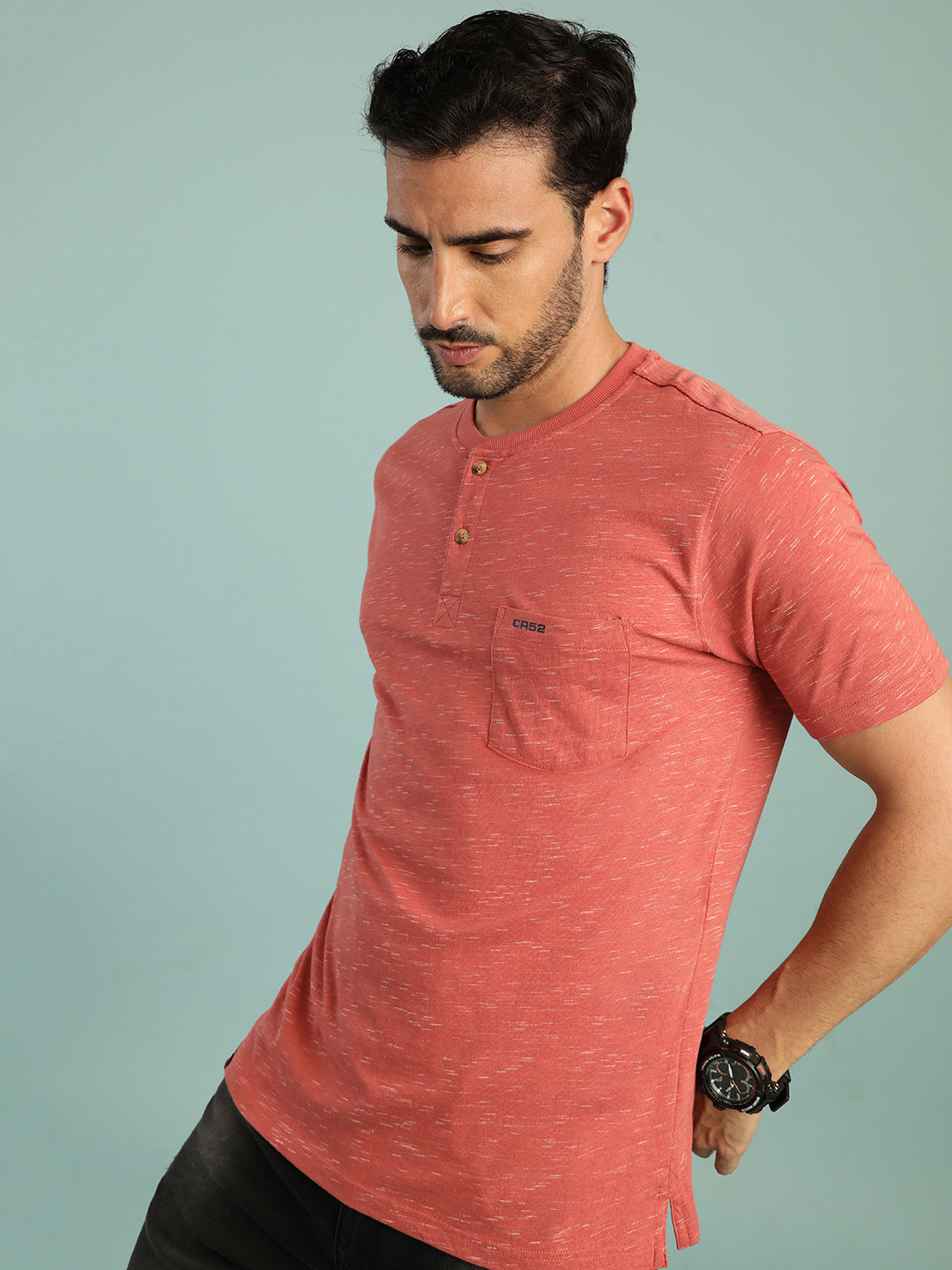 Crocodile Injected Slub Henley T-Shirt