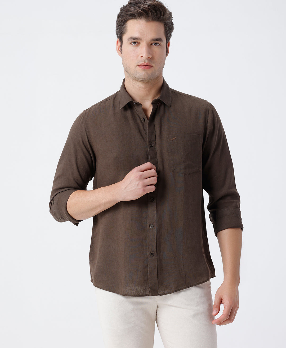 Close-up of brown fabric with texture detail