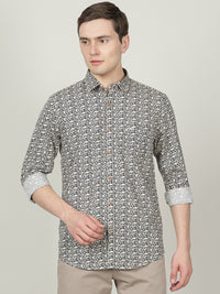Dark Navy Printed Casual Full Sleeve 100% Cotton Shirt