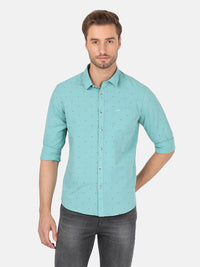 Light Green Printed Full Sleeve Casual Shirt