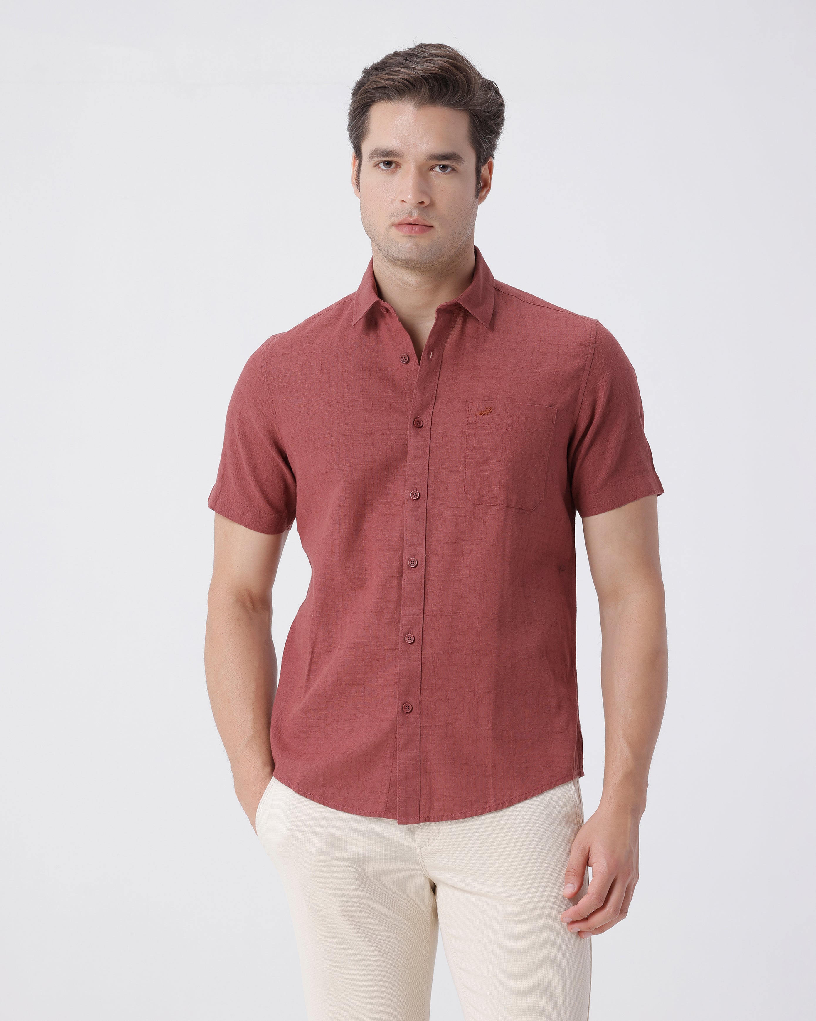 Close-up of red fabric with texture detail