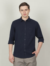 Navy Solid Full Sleeve Casual Shirt