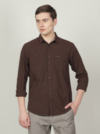 Dark Brown Solid Full Sleeve 100% Cotton Shirt