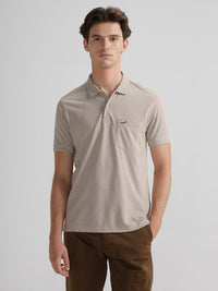 Slim Fit Brown Printed Polo T-Shirt