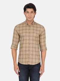 Khaki Brown Checked Full Sleeve Shirt