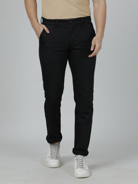 Black Solid Casual Slim Fit Trouser