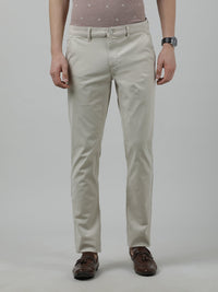 Solid Slim Fit Beige Casual Trouser