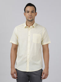 Yellow Solid Half Sleeve 100% Cotton Casual Shirt