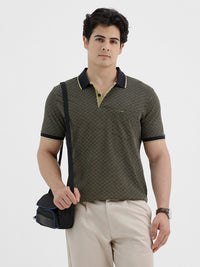 Royal Micro-Motif All-Over Print Polo T-Shirt In Khaki