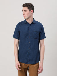 Indigo Navy Solid Half Sleeve Shirt