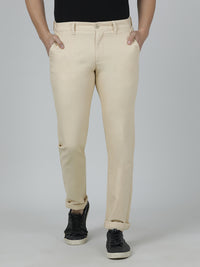Solid Slim Fit Casual Trouser Beige