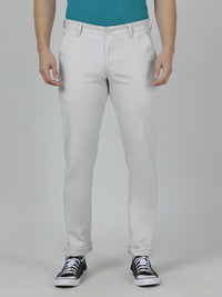 Casual Cream Solid Slim Fit Trouser