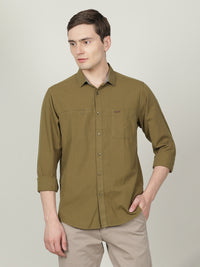 Solid Full Sleeve 100% Cotton Casual Shirt Olive Green