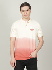 Cream Printed Polo T-Shirt