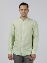 Light Green Solid Full Sleeve Linen Shirt