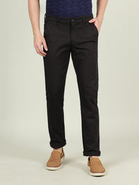 Solid Black Slim Fit Casual Trouser