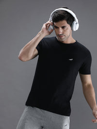 Black Solid Casual T-Shirt
