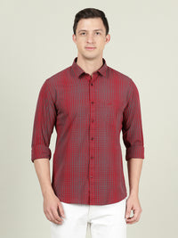 Red Checked Casual Full Sleeve 100% Cotton Shirt