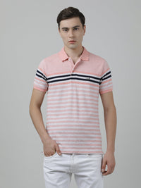 Orange Striped Polo T-Shirt