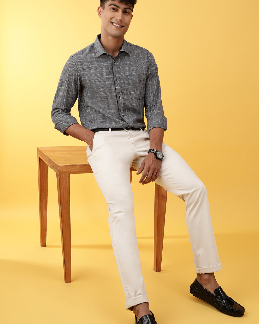CLASSIC STRETCH LIGHT BEIGE CHINO WITH PEACHED FABRIC