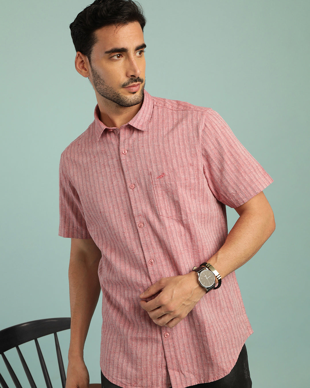 Red Half Sleeve Jacquard Polo Slim Fit T-Shirt