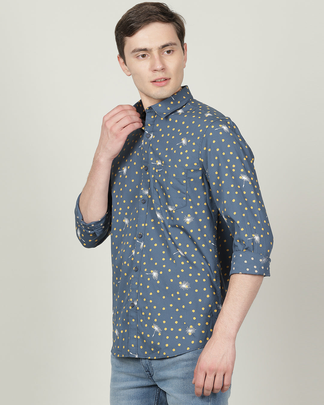 Crocodile Teal Slim Fit Shirt